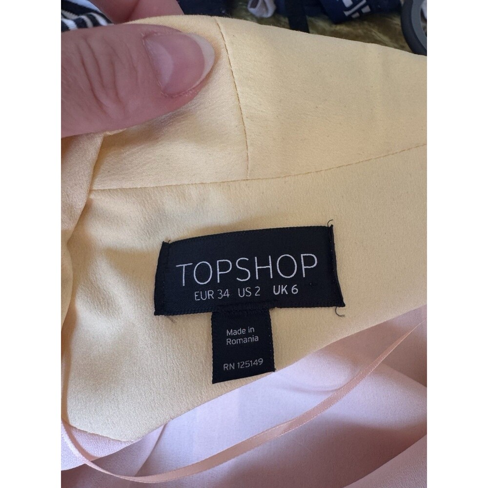 Topshop 2-Piece Ombre Pink/Yellow Chiffon Set Blazer Shorts Button US 2 - Picture 3 of 12